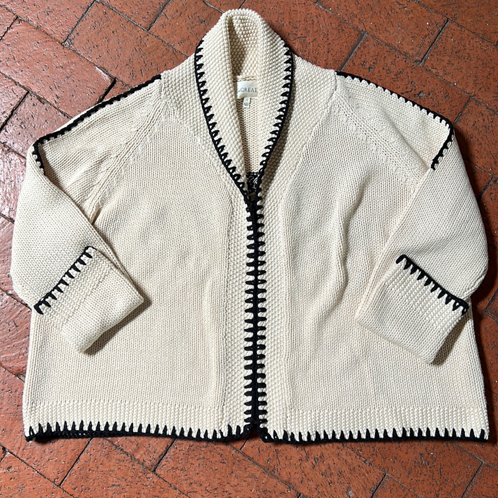The Great Palm Tree Lodge Cardigan Current Elliott Cotton Sweater 2 M Rare